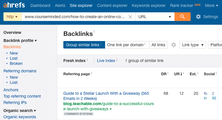check backlinks from contextually relevant sites