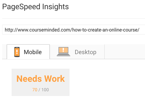 pagespeed insights tool page scores